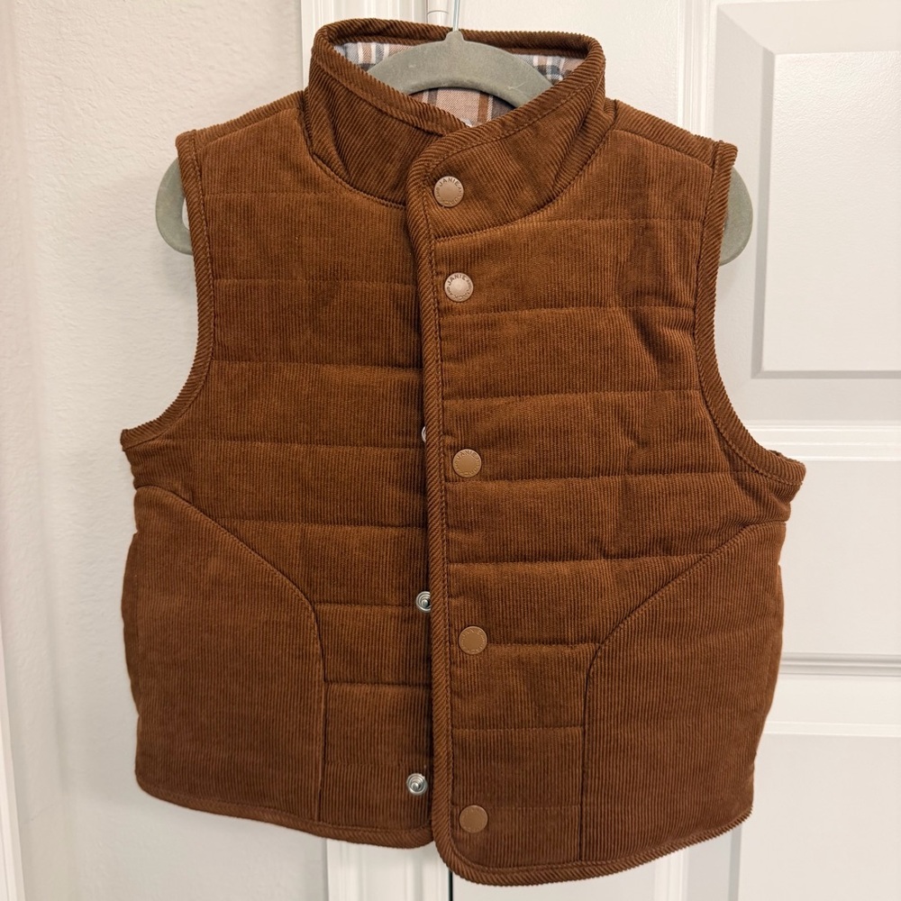 Janie and Jack Caramel Quilted Corduroy Vest